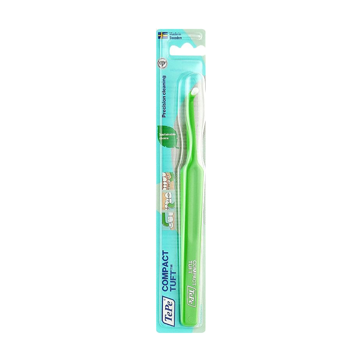 

Монопучкова зубна щітка TePe Compact Tuft, зелена, 1 шт