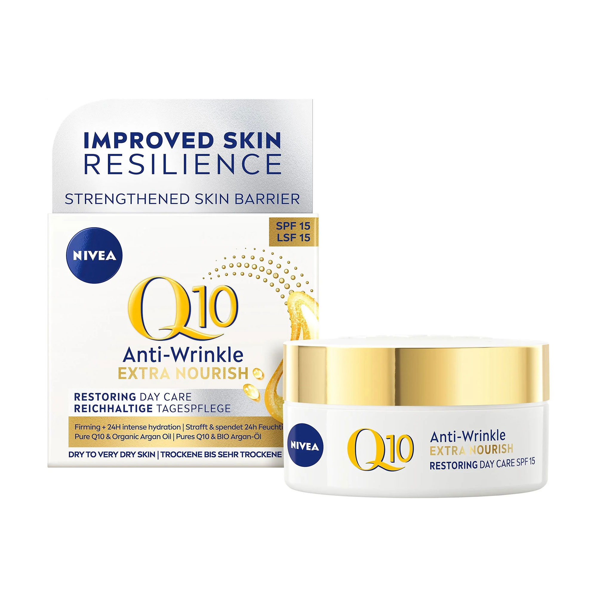 

Уцінка! Відновлювальний денний крем для обличчя NIVEA Q10 Anti-Wrinkle Extra Nourish Restoring Day Care, SPF 15, для сухої та дуже сухої шкіри, 50 мл