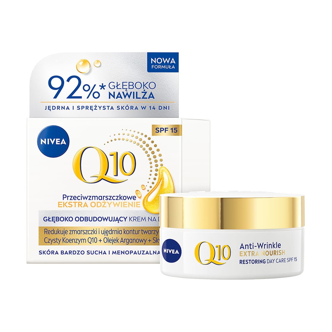 

Відновлювальний денний крем проти зморщок NIVEA Q10 Anti-Wrinkle Extra Nourish Restoring Day Care Інтенсивне живлення, SPF 15, 50 мл