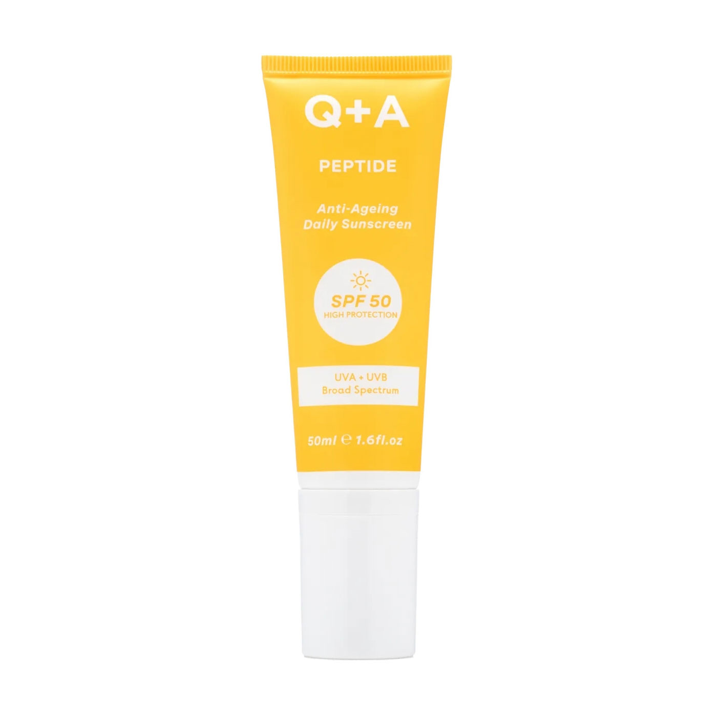

Уцінка! Відновлювальний сонцезахисний крем для обличчя Q+A Peptide Anti-Ageing Daily Sunscreen, SPF 50, 50 мл