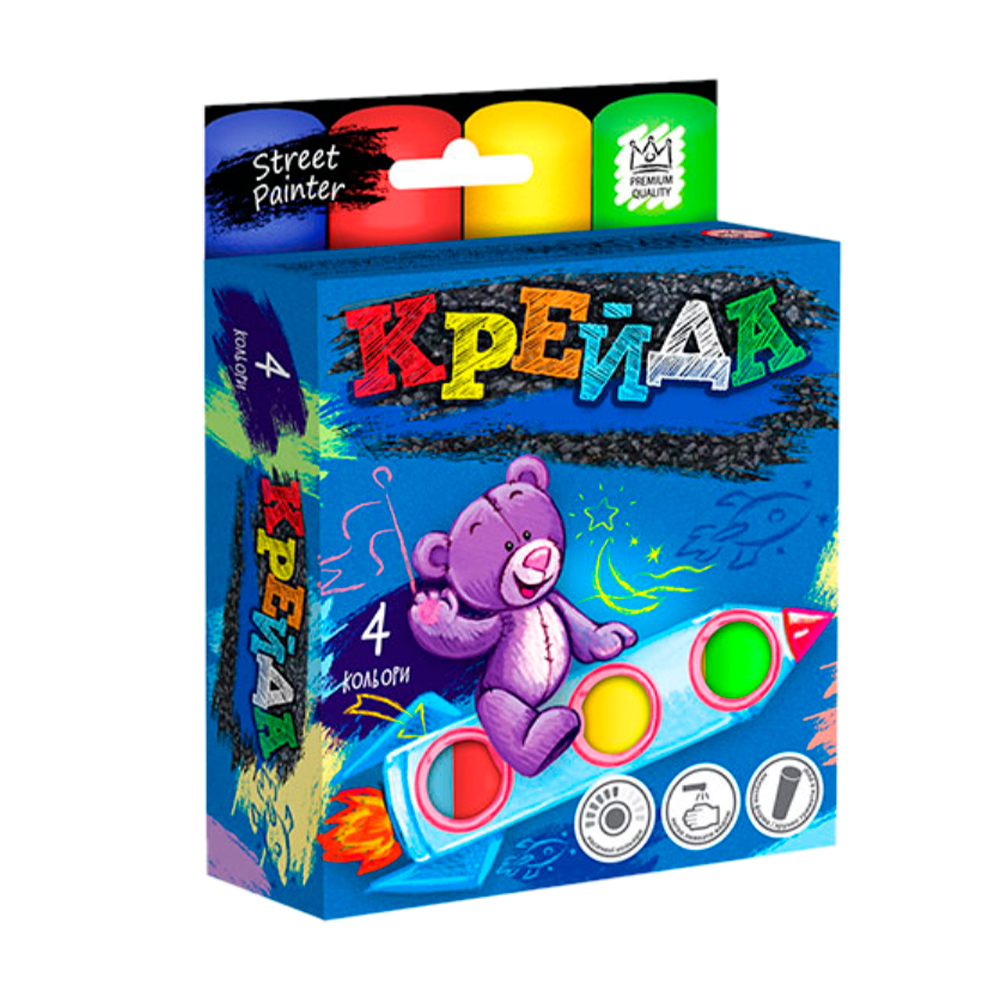 

Крейда для малювання на асфальті Danko Toys велика, від 3 років, 10*2.5*2.5 см, 4 шт (MEL-01-02U)