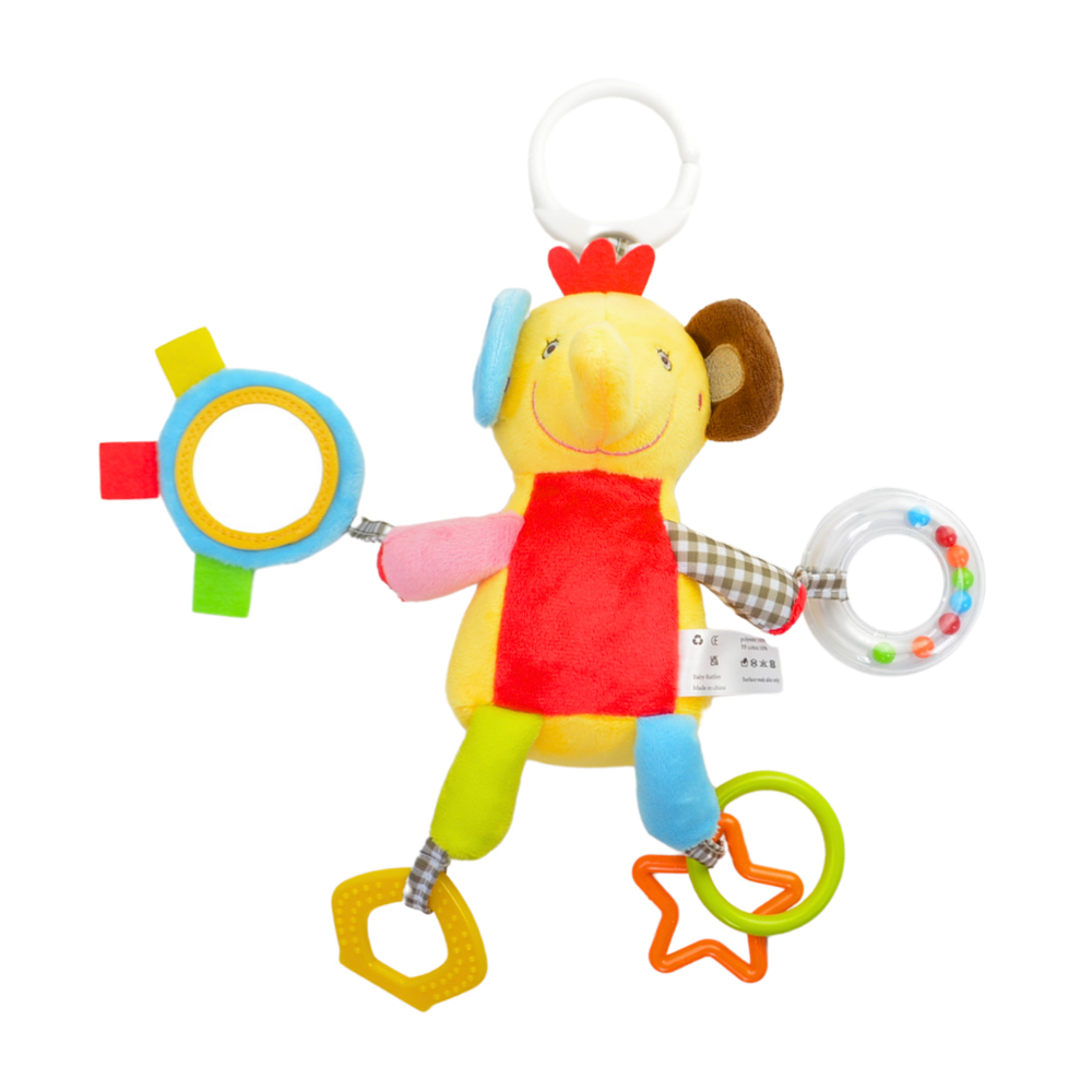 

М'яка іграшка-брязкальце з прорізувачем Lindo Слон, жовта, від народження, 38*14*9 см (F 1013)