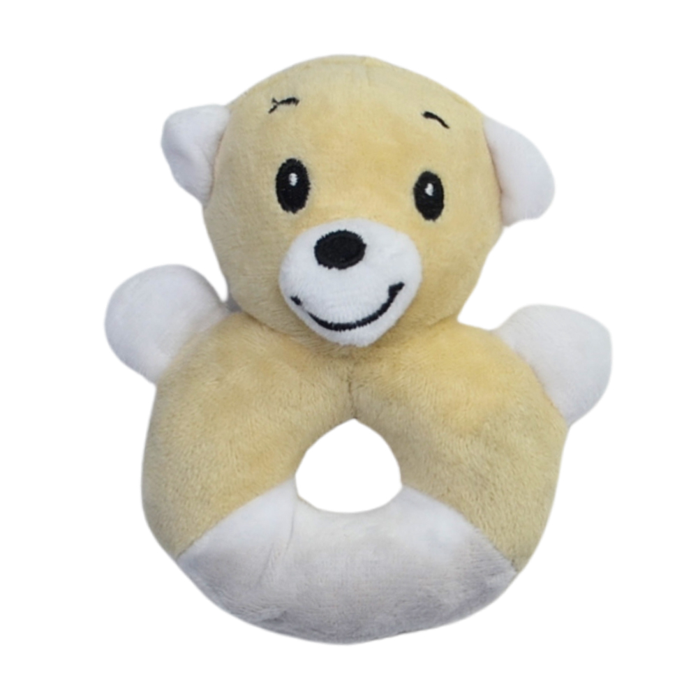 

М'яка іграшка-брязкальце з м'яким кільцем Lindo Ведмедик, від народження, 11*11*4 см (F 1021)