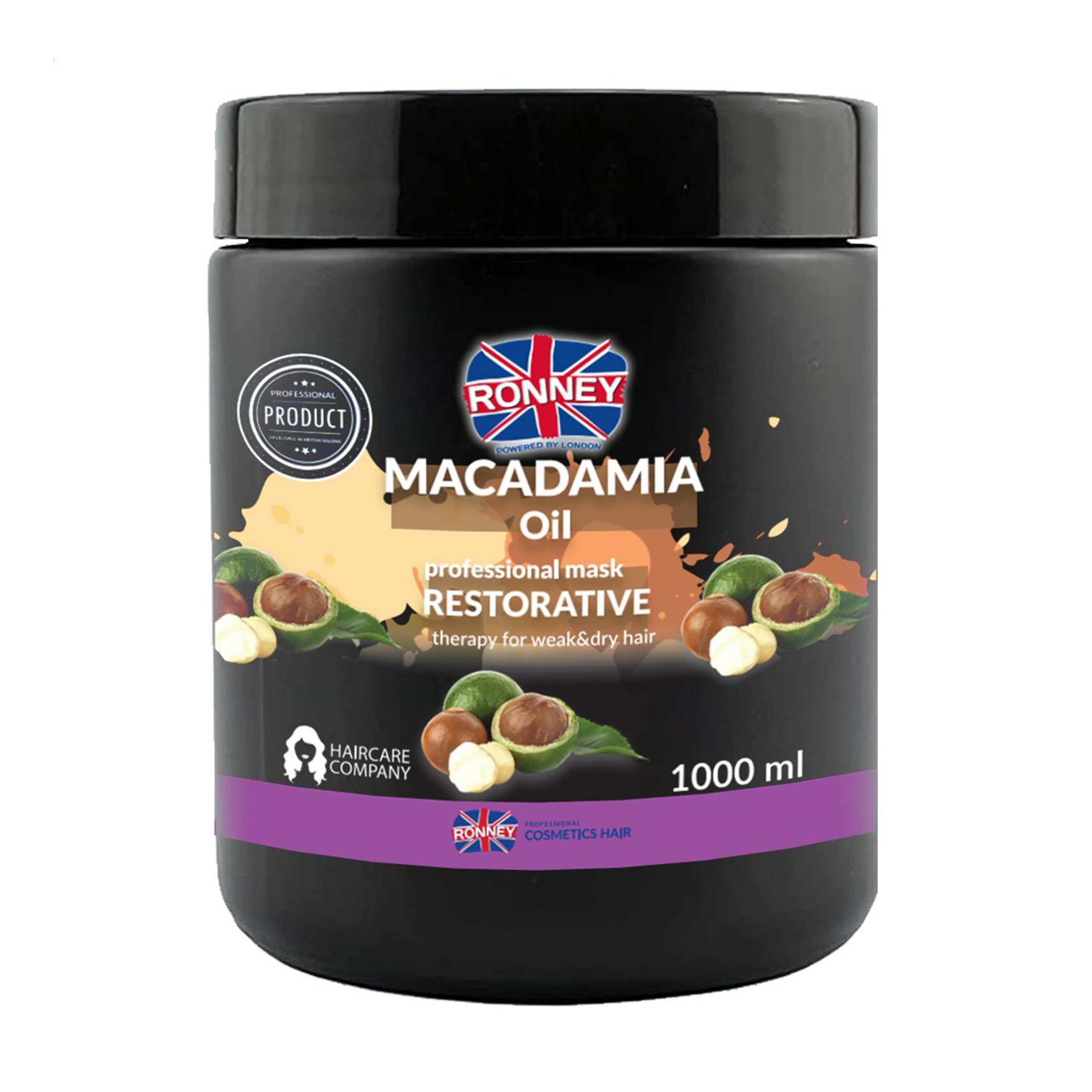

Маска Ronney Macadamia Oil Restorative Mask для сухого та пошкодженого волосся, з олією макадамії, 1 л