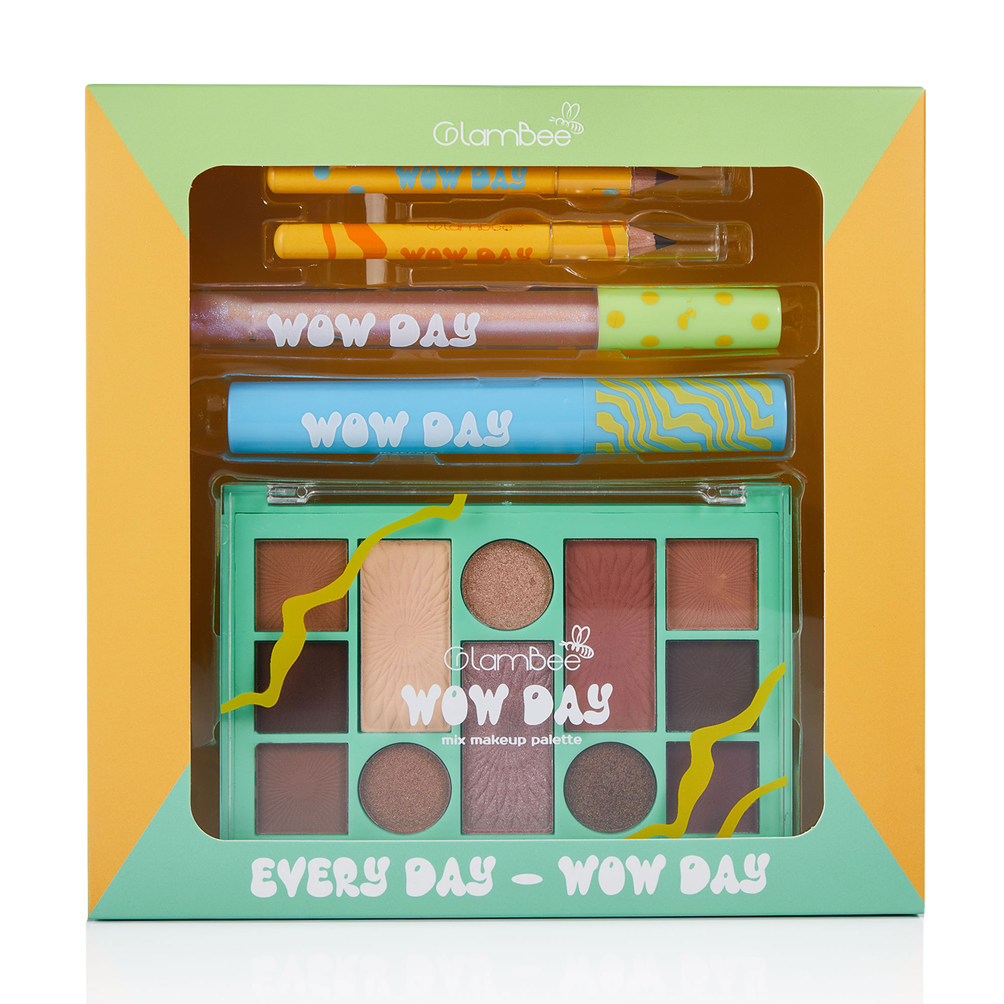 

Уцінка! Подарунковий набір GlamBee Every Day - Wow Day (палетка для макіяжу, 12 г + туш для вій, 10 мл + блиск для губ, 2 мл + олівець для брів, 2 г + олівець для губ, 2 г)