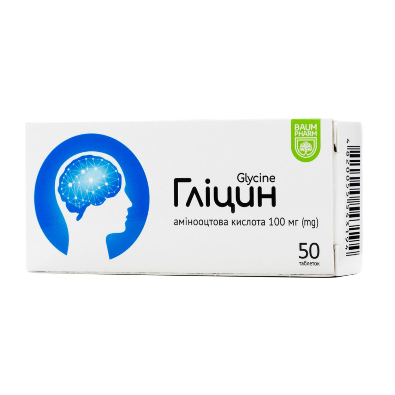 

Гліцин Baum Pharm Glycine 100 мг, 50 таблеток