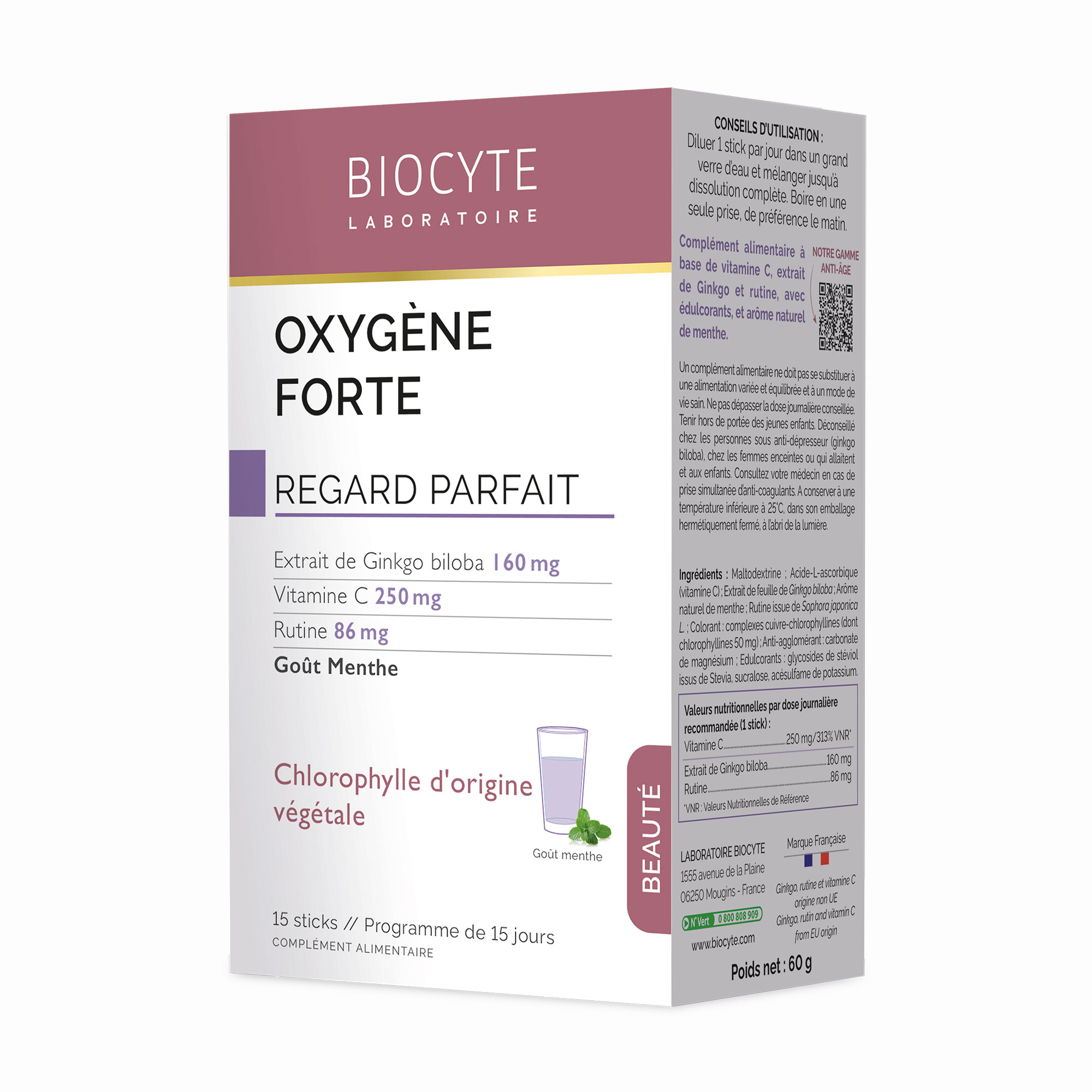 

Оксиген форте Biocyte Oxygene Forte зі смаком м'яти, в стіках, 15*4 г