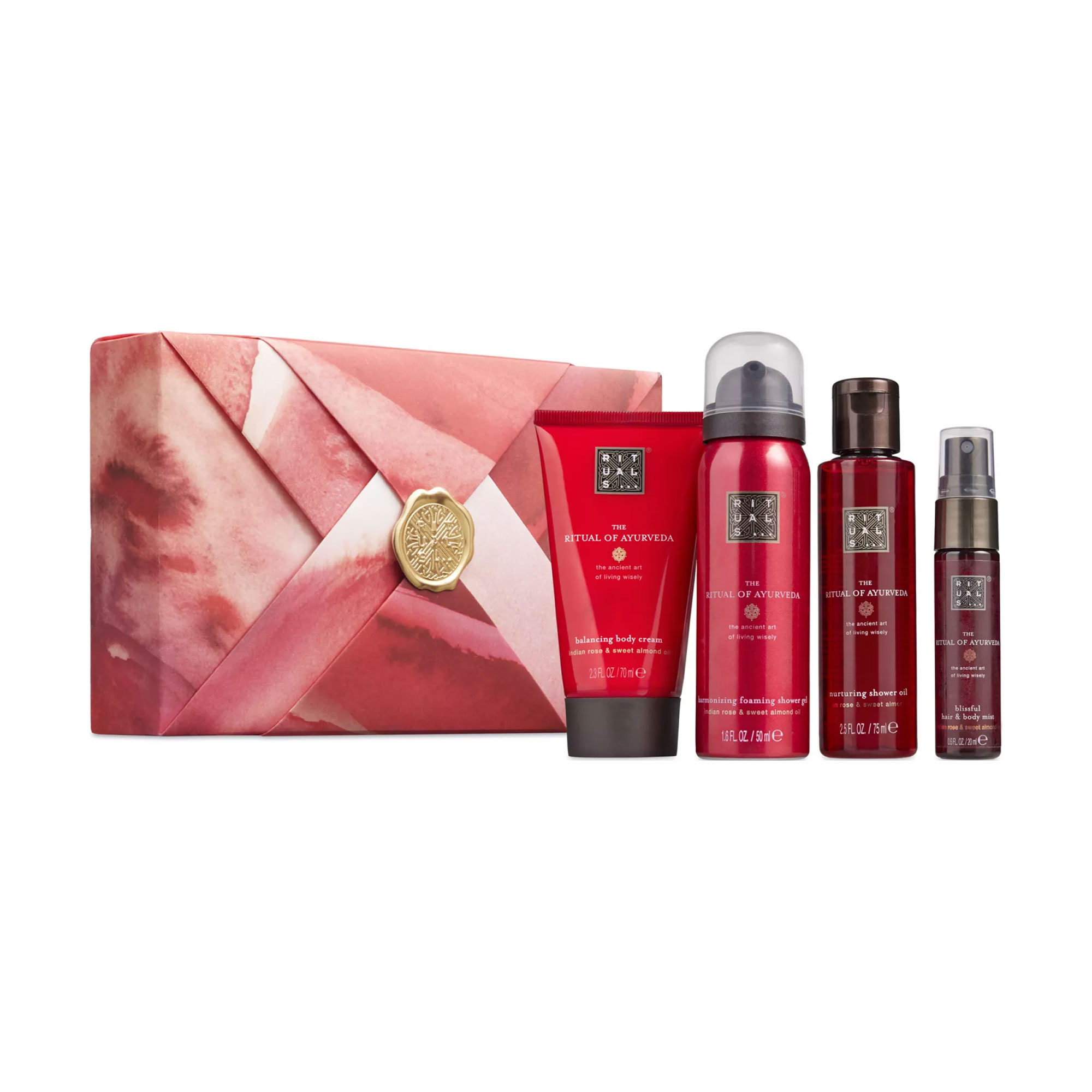 

Уцінка! Подарунковий набір Rituals of Ayurveda (Гель-піна для душу, 50 мл + олія для душу, 75 мл + крем для тіла, 70 мл + спрей для тіла і волосся, 20 мл)