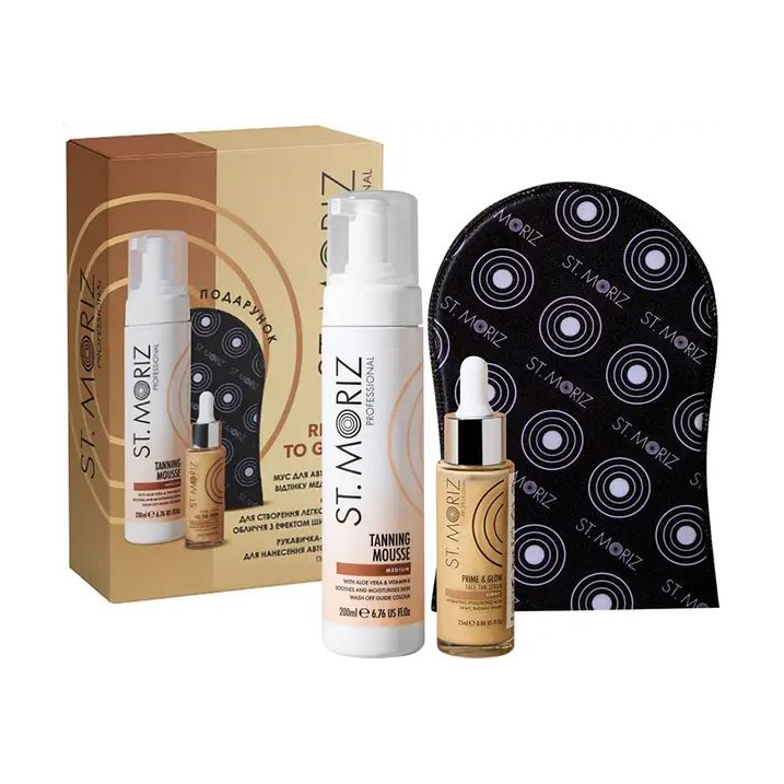 

Лімітований набір для засмаги 3 в 1 St. Moriz Ready to Glow (мус, 200 мл + сироватка, 25 мл + рукавичка, 1 шт)