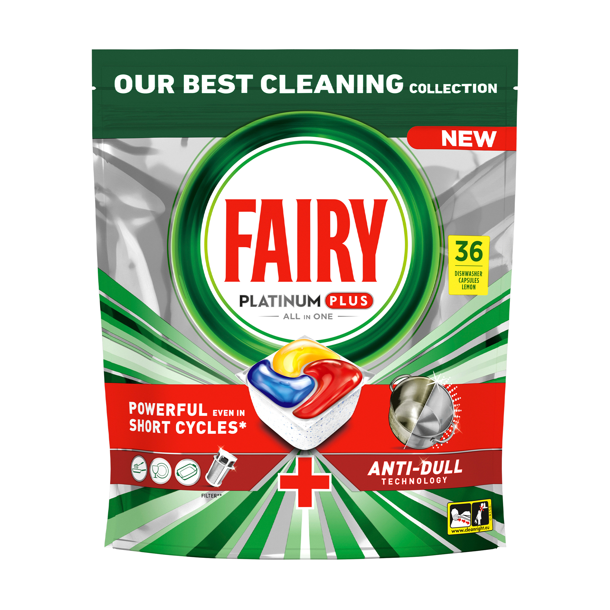 

Капсули для посудомийної машини Fairy Platinum Plus Все в 1, з ароматом лимону, 36 шт
