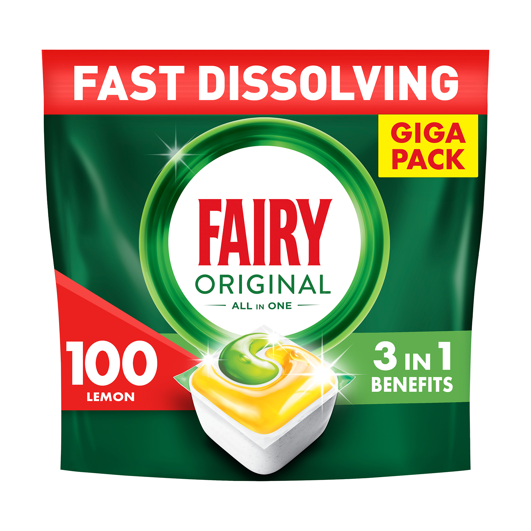 

Уцінка! Капсули для посудомийної машини Fairy Original Все в 1, з ароматом лимону, 100 шт