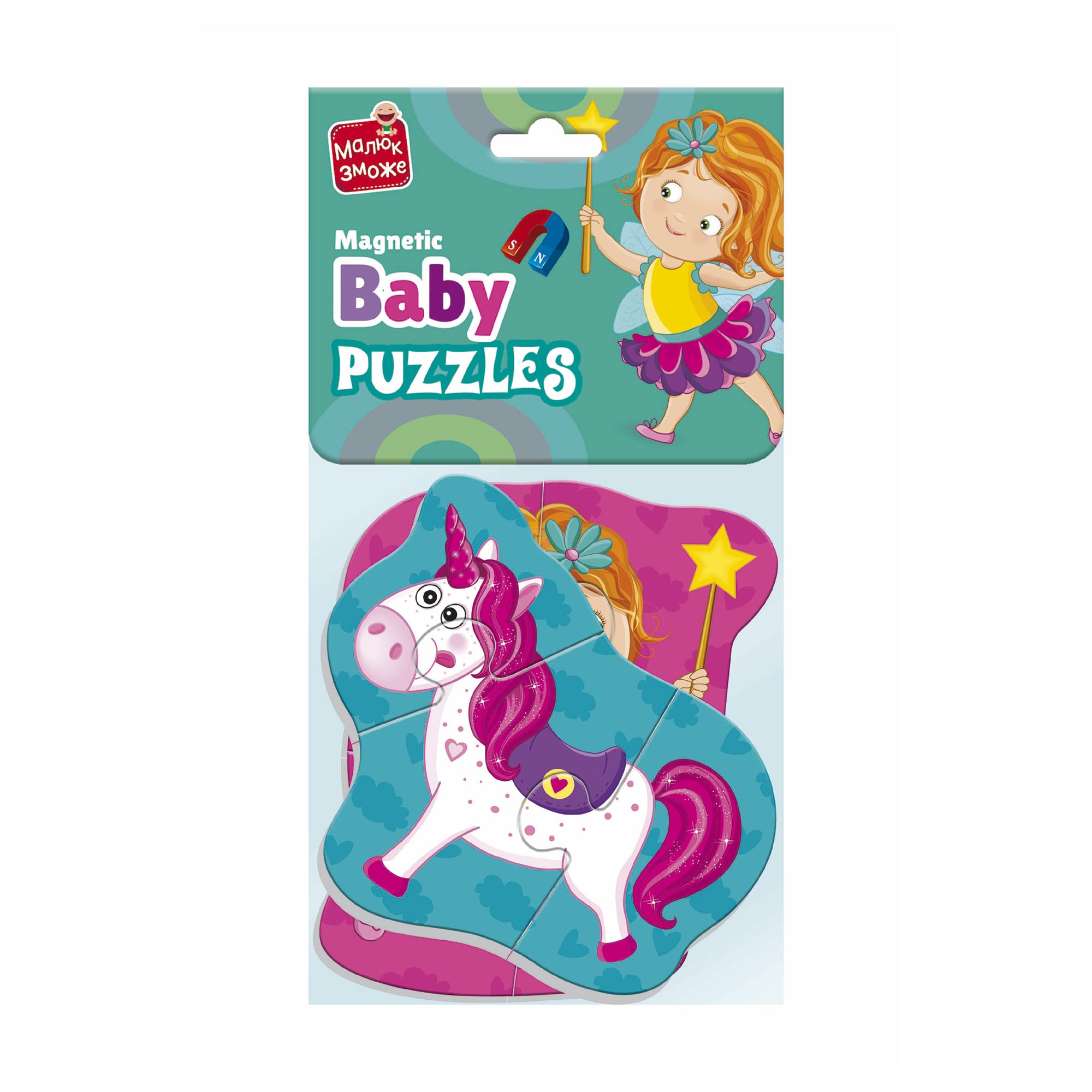 

Магнітні бебі пазли Vladi Toys Малюк зможе Фея та єдиноріг, від 1 року, 2 картинки, 13.5*1*27 см (VT3208-30)