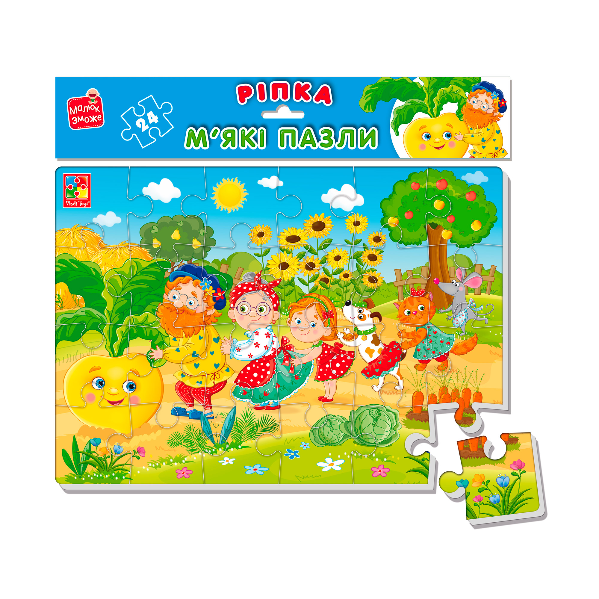 

М'які пазли Vladi Toys А4 Малюк зможе Ріпка, від 4 років, 1 картинка, 30*34.5*5 см (VT1102-28)