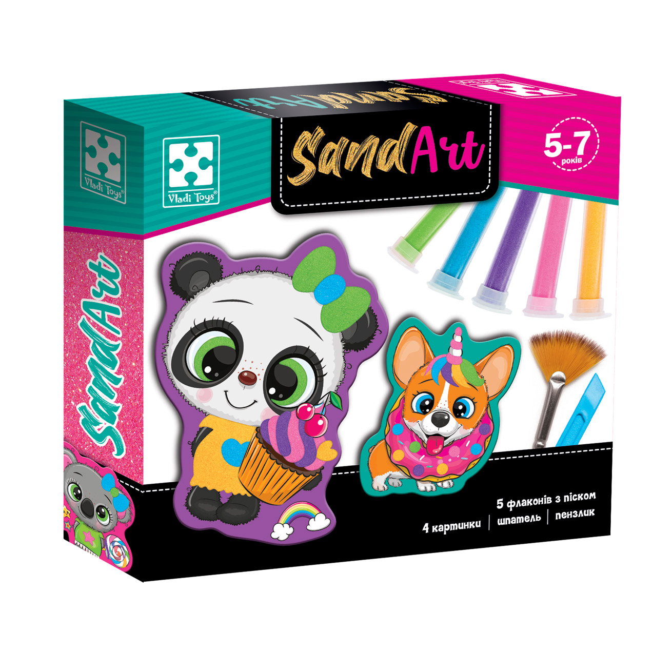 

Набір для творчості Vladi Toys Sand Art. Солодка вечірка, від 5 років, 12 елементів, 22*5*21 см (VT4501-02)