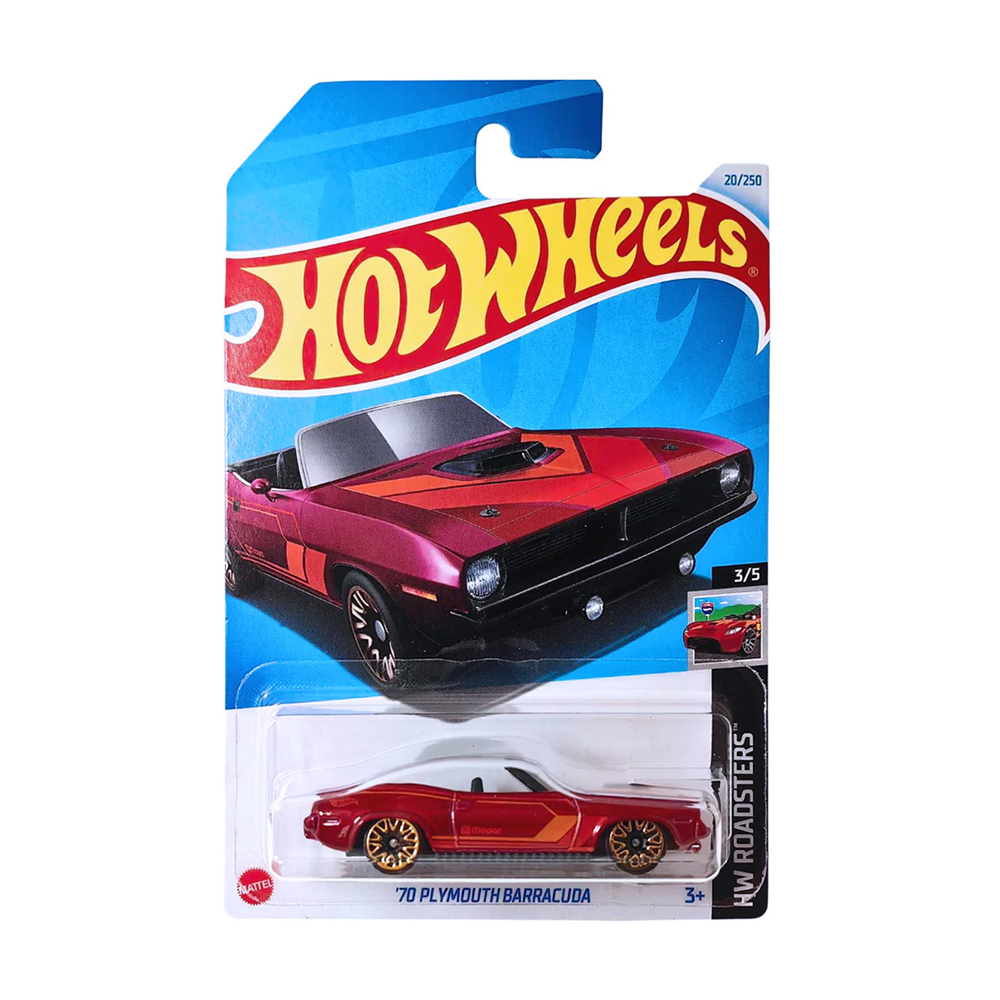 

Базовий автомобіль Hot Wheels 70 Plymouth Barracuda, червоний, від 3 років, 11*3.5*11 см (5785)