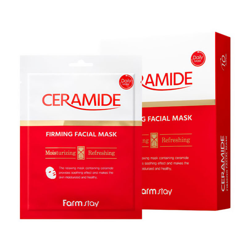 

Уцінка! Тканинна маска для обличчя FarmStay Ceramide Firming Facial Mask зміцнювальна, з керамідами, 10*27 г