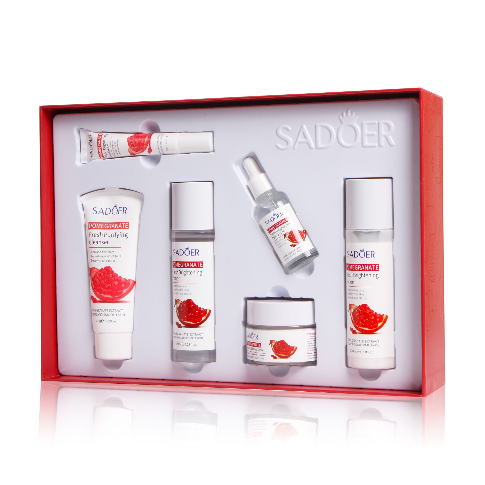 

Уцінка! Набір для догляду за шкірою обличчя Sadoer Гранат, 6 продуктів