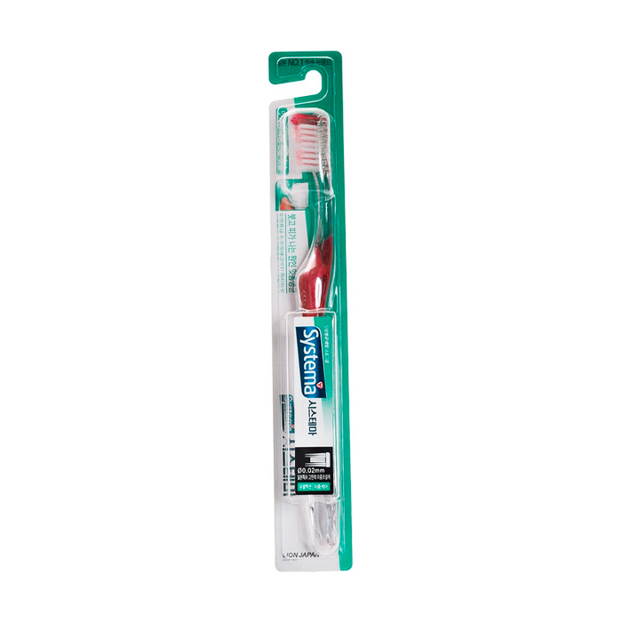 

Зубна щітка для глибокого очищення Lion Systema Toothbrush Dual Action Середня жорсткість, червона, 1 шт
