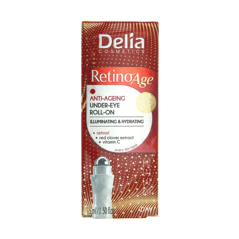 Ролер для шкіри навколо очей Delia Cosmetics Retinol Age Under Eye Roll-On Освітлювальний, 15 мл