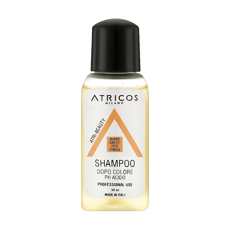 

Уцінка! Шампунь Atricos Milano Atri-Beauty After Color Shampoo для фарбованого волосся, з олією ши та опунцією, 30 мл