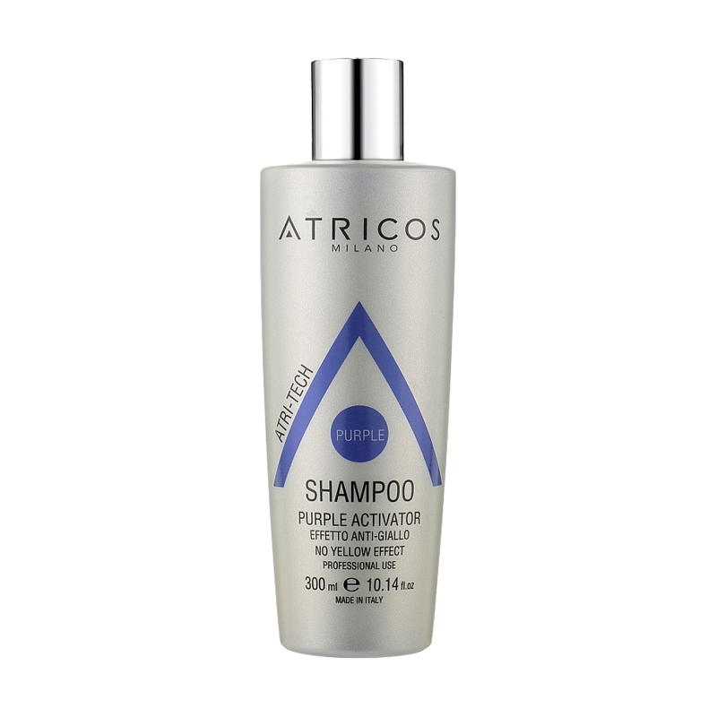 

Уцінка! Шампунь Atricos Milano Atri-Tech Purple Activator No Yellow Effect Shampoo для зменшення ефекту жовтого кольору волосся, 300 мл