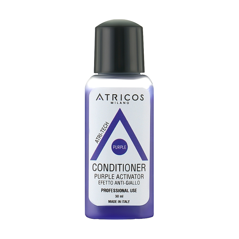 

Кондиціонер Atricos Milano Atri-Tech Purple Activator No Yellow Effect Conditioner для зменшення ефекту жовтого кольору волосся, 30 мл