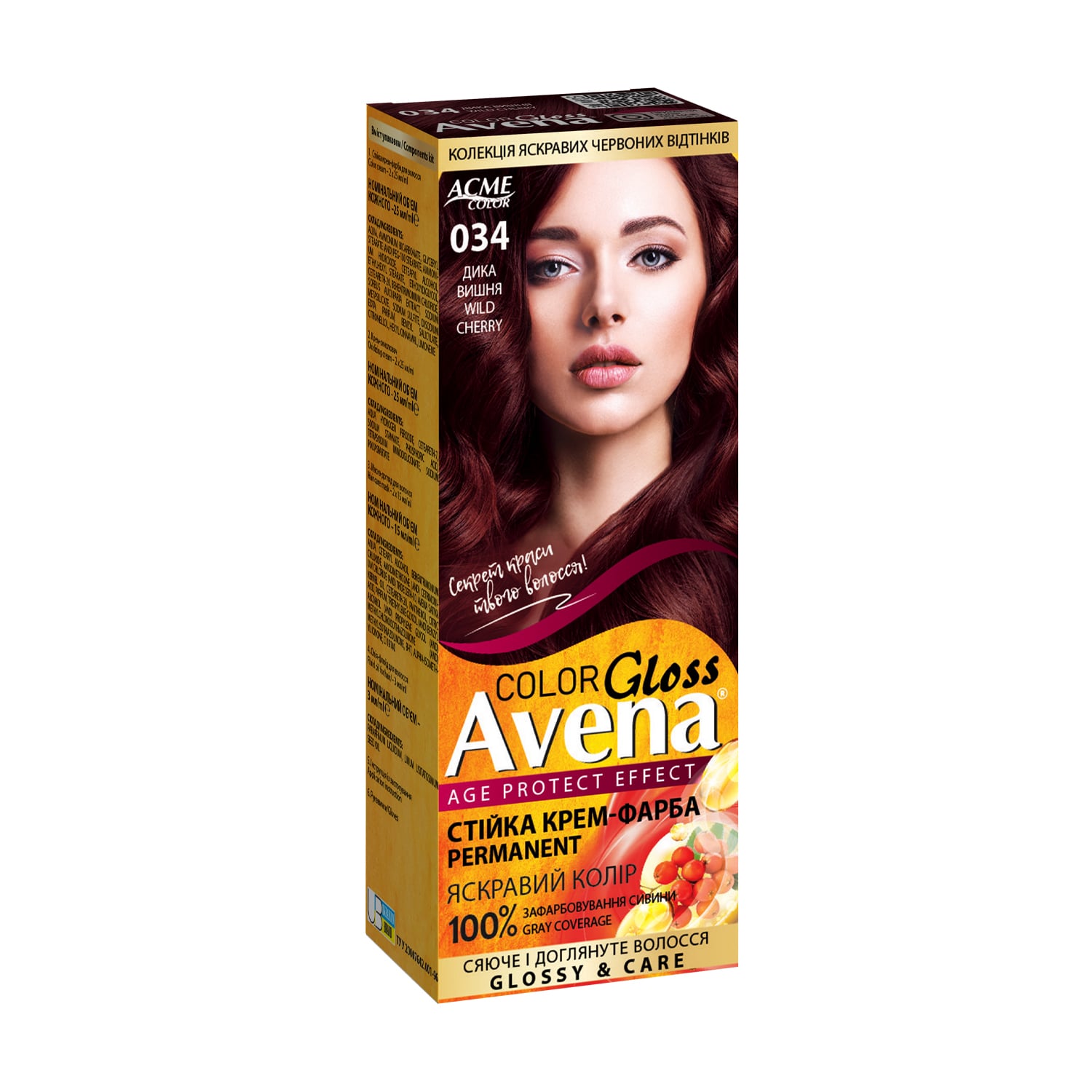 

Cтійка крем-фарба для волосся Acme Color Avena Gloss Color 034 Дика вишня, 133 мл
