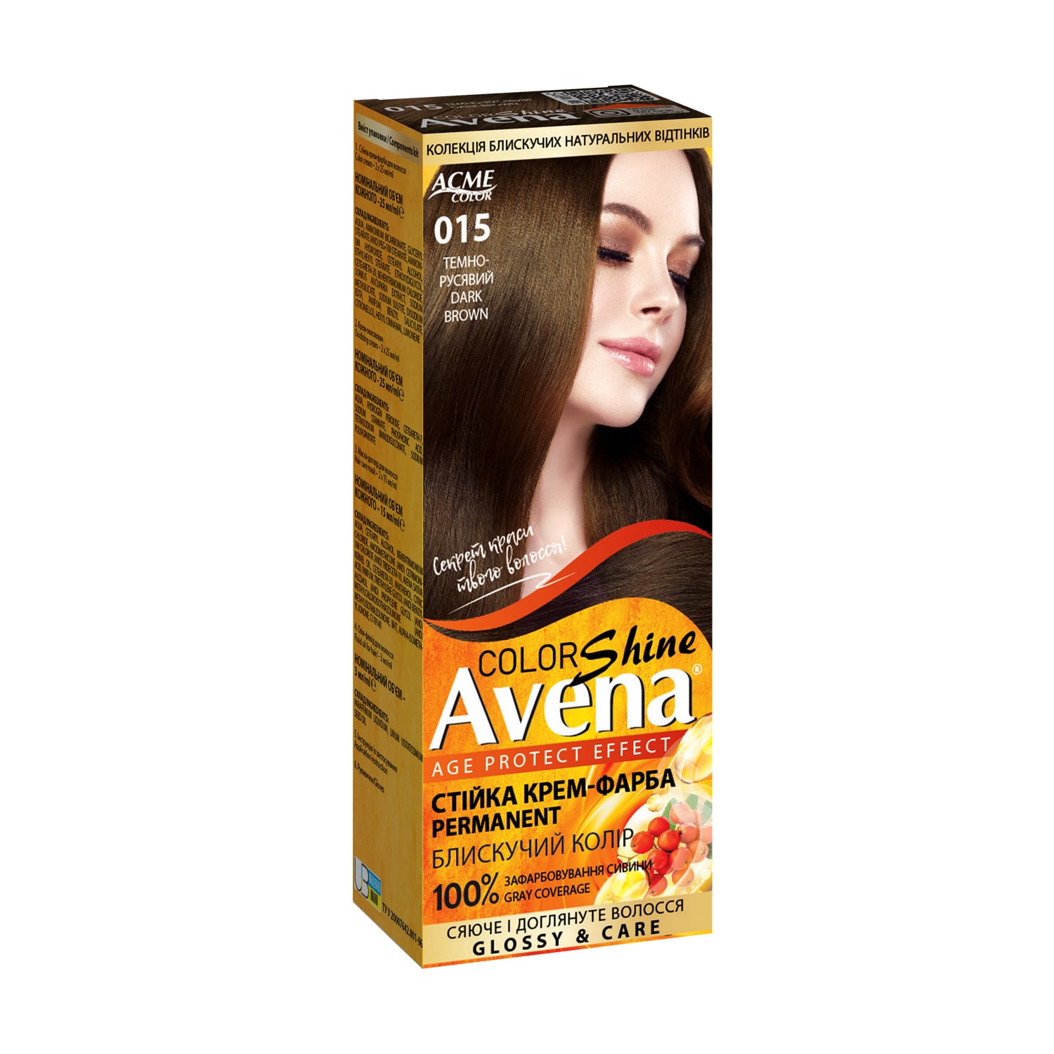

Cтійка крем-фарба для волосся Acme Color Avena Shine Color 015 Темно-русявий, 133 мл