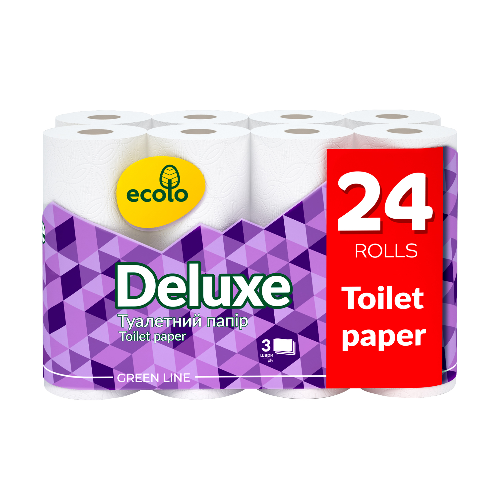 

Туалетний папір Ruta Ecolo Deluxe білий, 3-шаровий, 24 рулонів