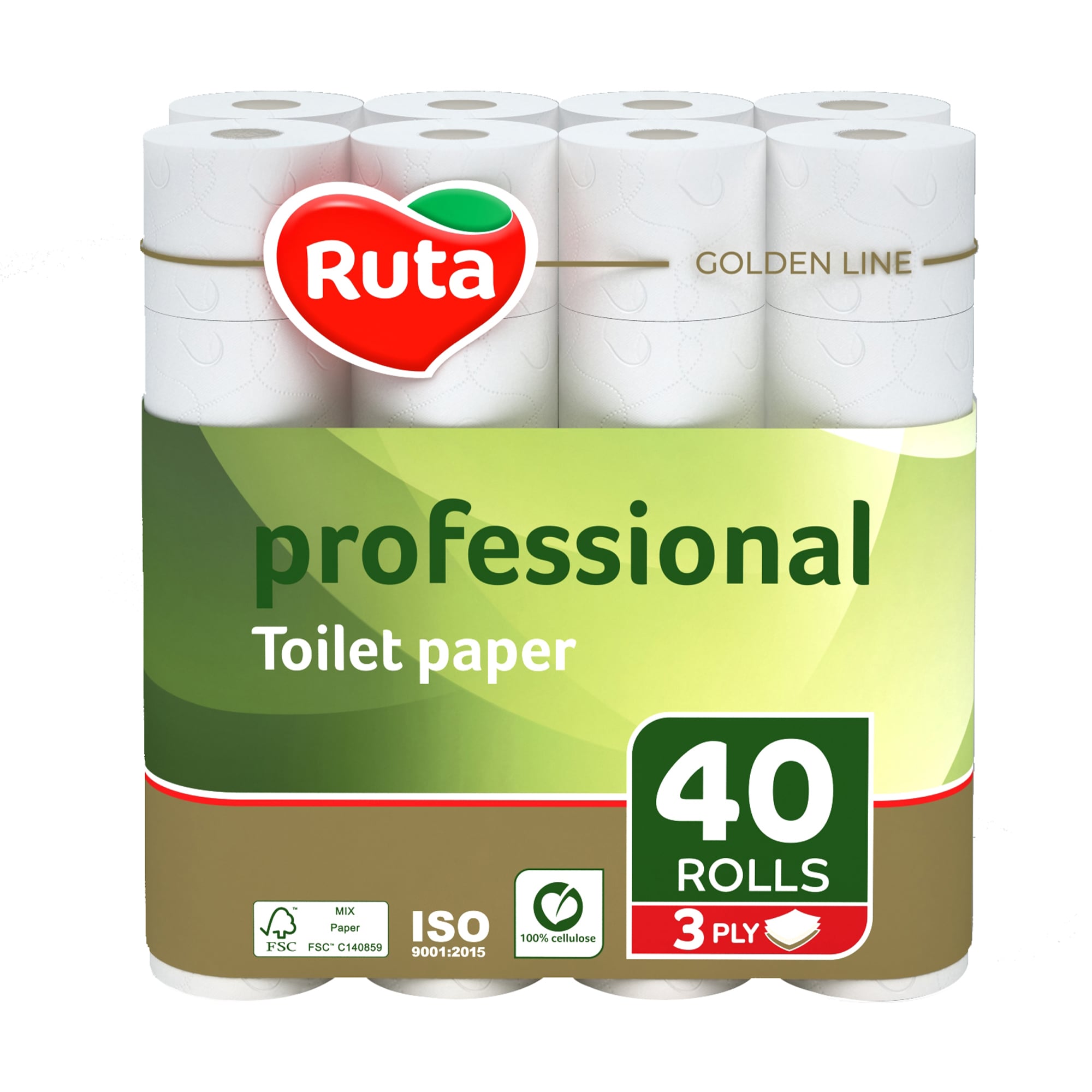 

Туалетний папір Ruta Professional білий, 3-шаровий, 40 рулонів