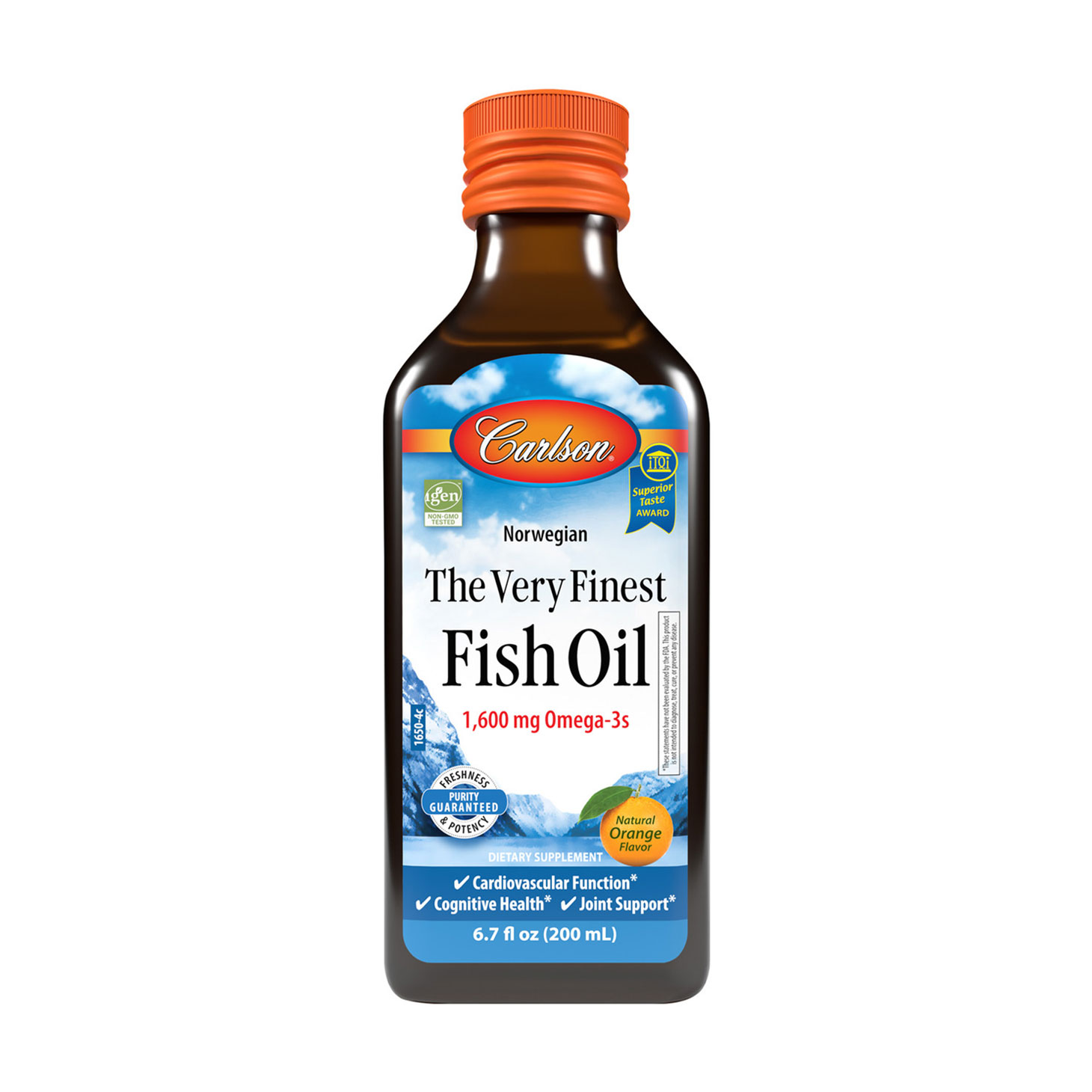 

Риб'ячий жир Carlson Labs Fish Oil Omega-3s зі смаком апельсину, 1600 мг, 200 мл