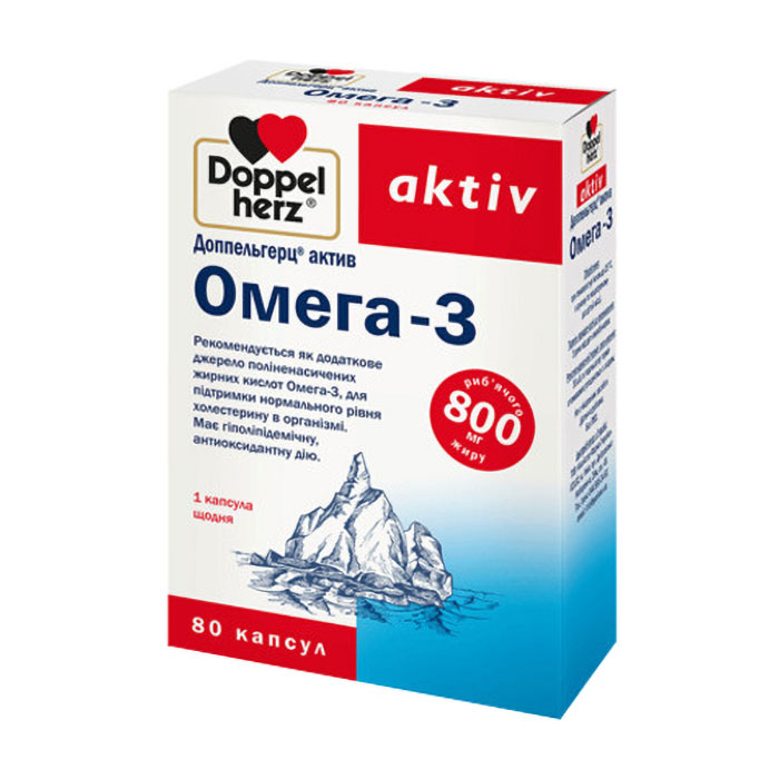 

Омега-3 Doppel Herz Aktiv Omega-3, 800 мг, 80 капсул