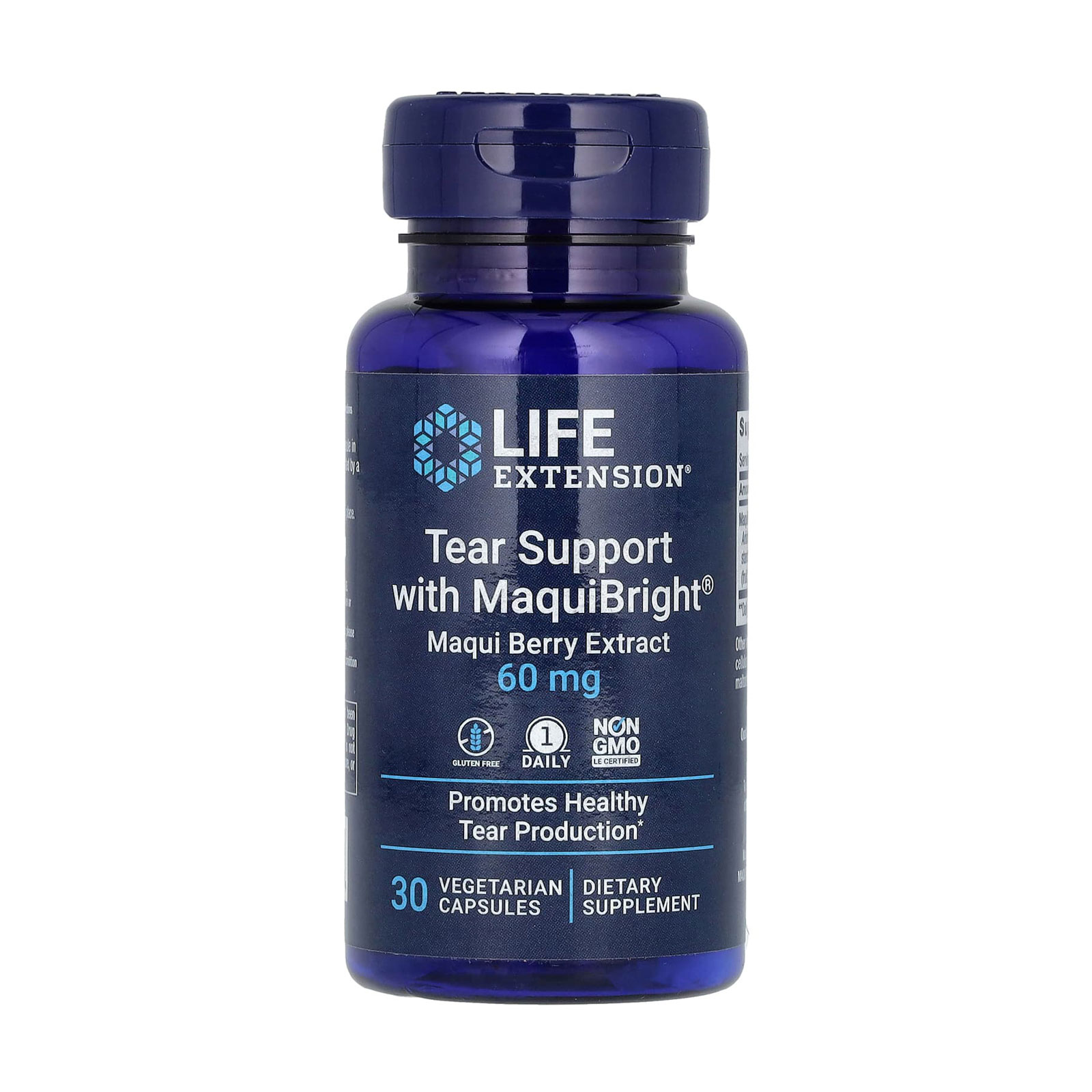

Комплекс для підтримки функцій сльозових залоз Life Extension Tear Support with MaquiBright з ягідним екстрактом, 60 мг, 30 вегетаріанських капсул