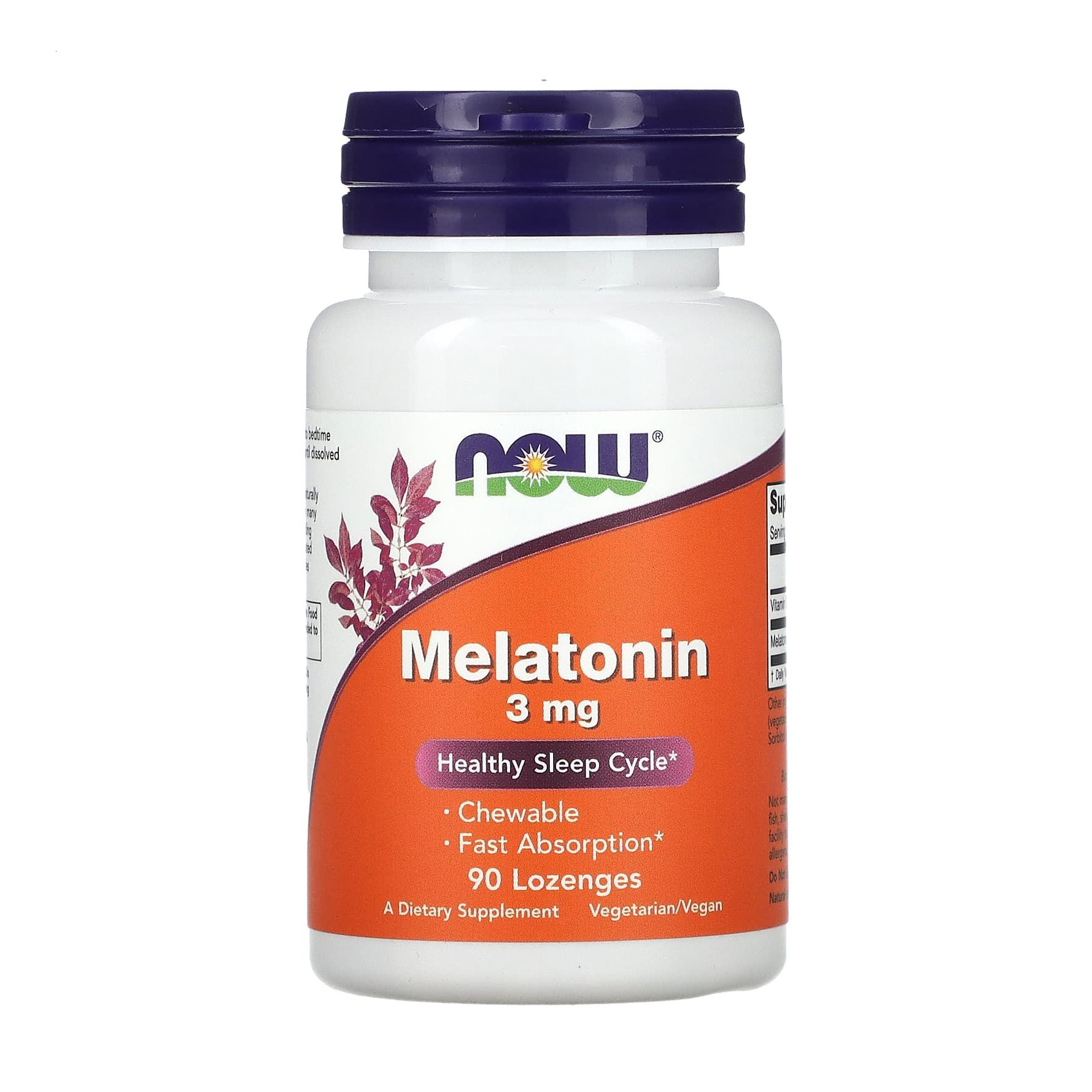 

Мелатонін NOW foods Melatonin 3 мг, 90 жувальних пастилок