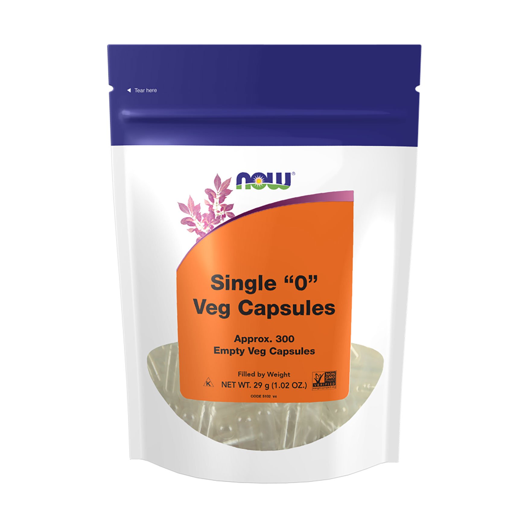 

Порожні капсули NOW foods Single "0" Veg Capsules, 300 порожніх вегетаріанських капсул
