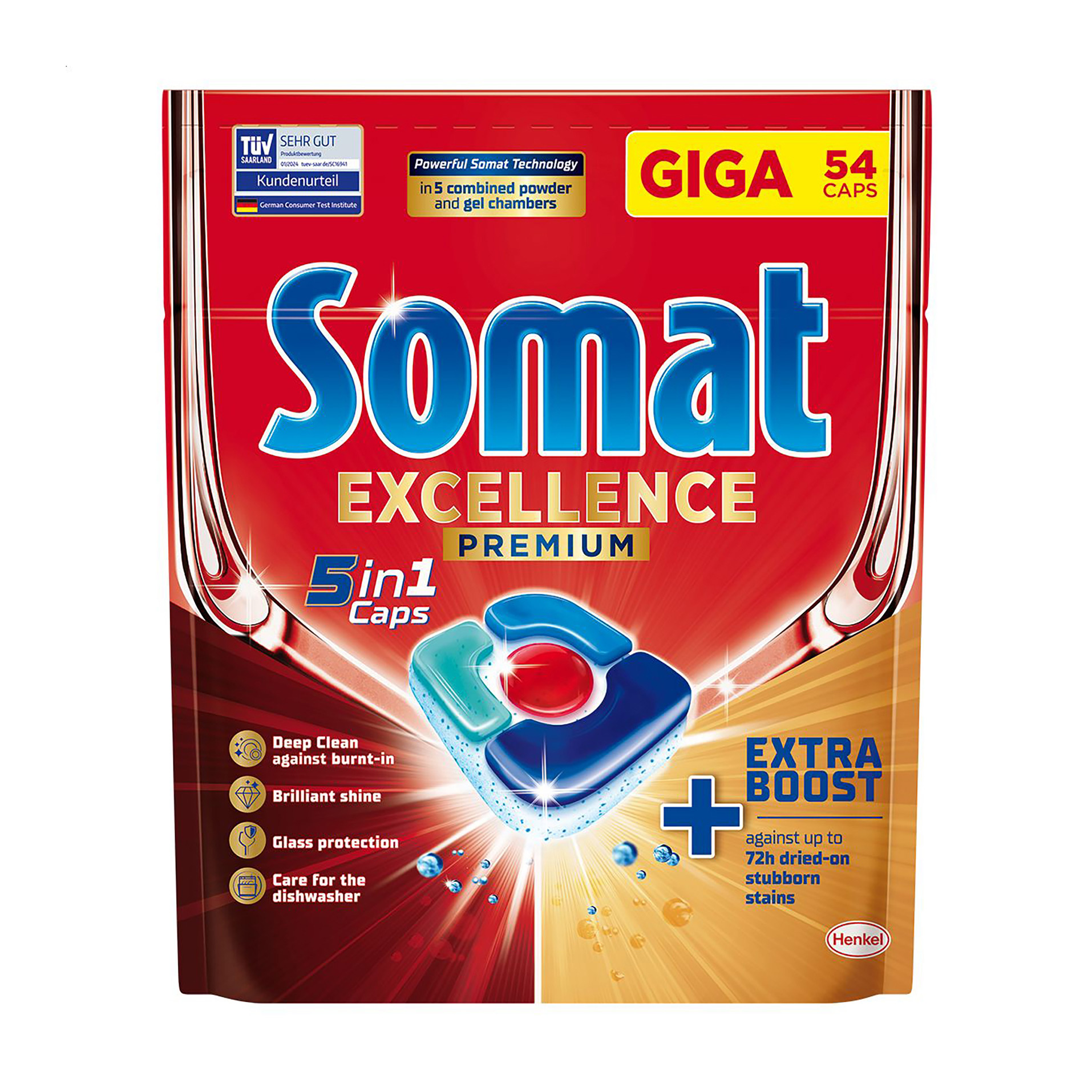 

Таблетки для миття посуду в посудомийній машині Somat Excellence Premium 5 In 1 Caps, 54 шт