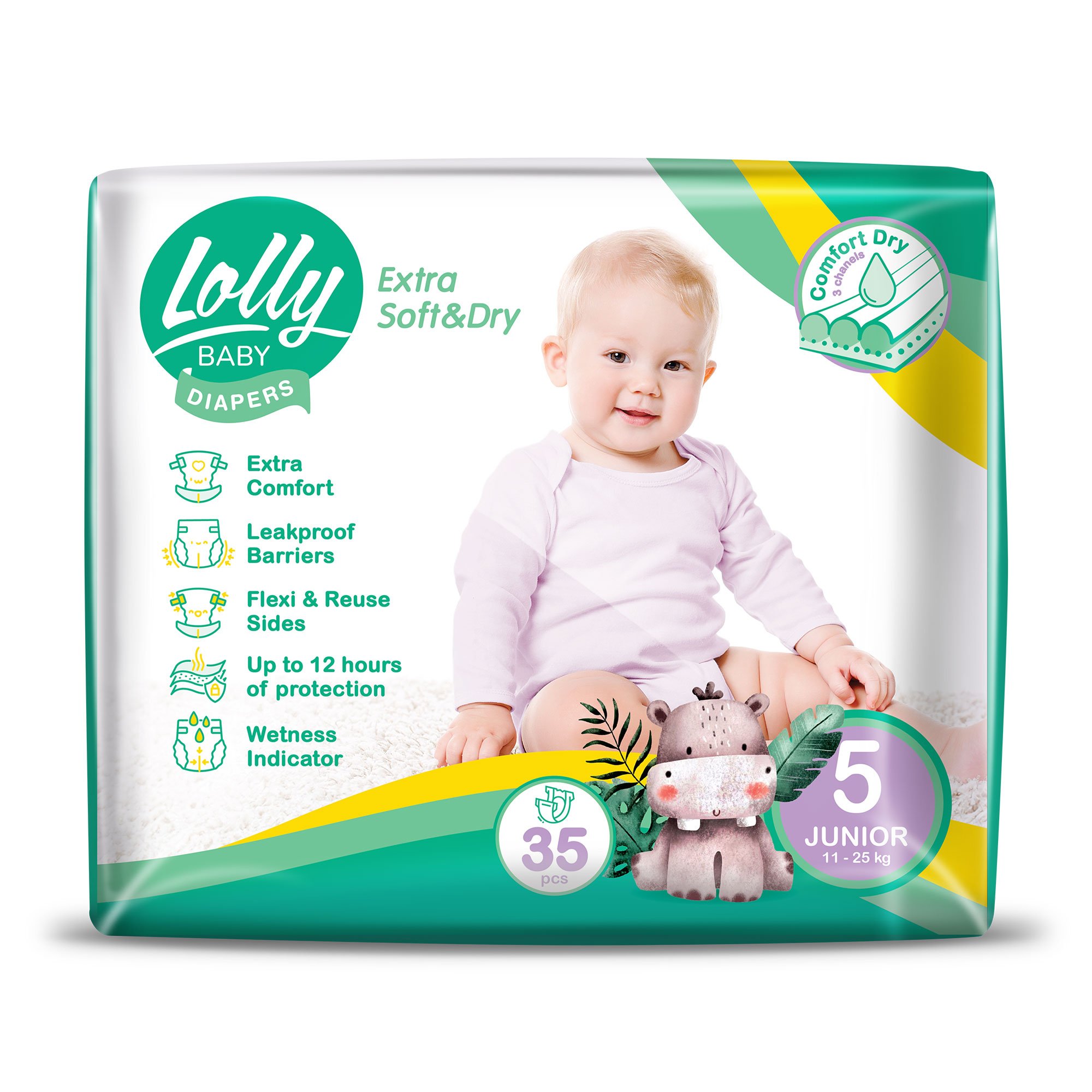 

Підгузки Lolly Extra Soft & Dry Junior розмір 5 (11-25 кг), 35 шт