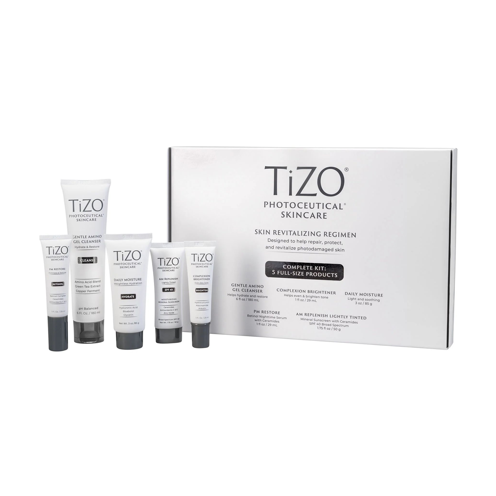 

Уцінка! Набір для відновлення шкіри обличчя та тіла TiZO Skin Revitalizing Regimen, 5 продуктів