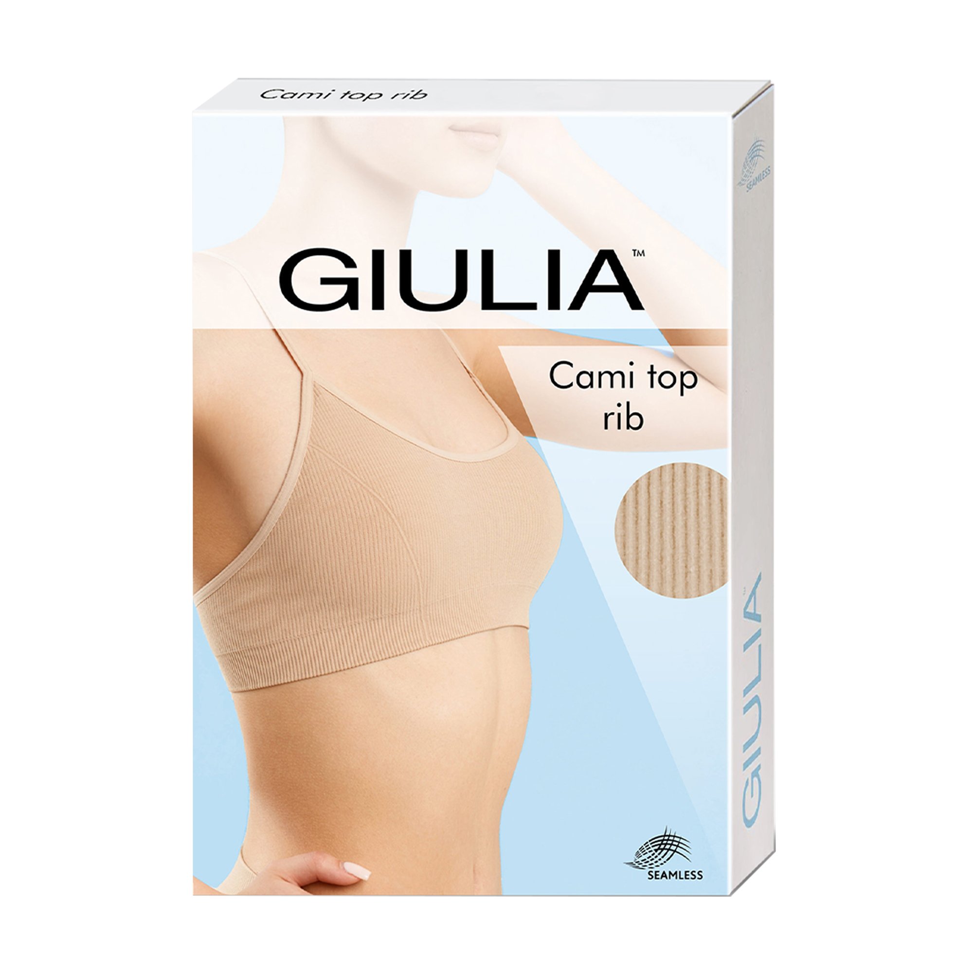 

Безшовний топ жіночий Giulia Cami Top Rib в рубчик, на тонких бретелях, Sky Blue, розмір S/M