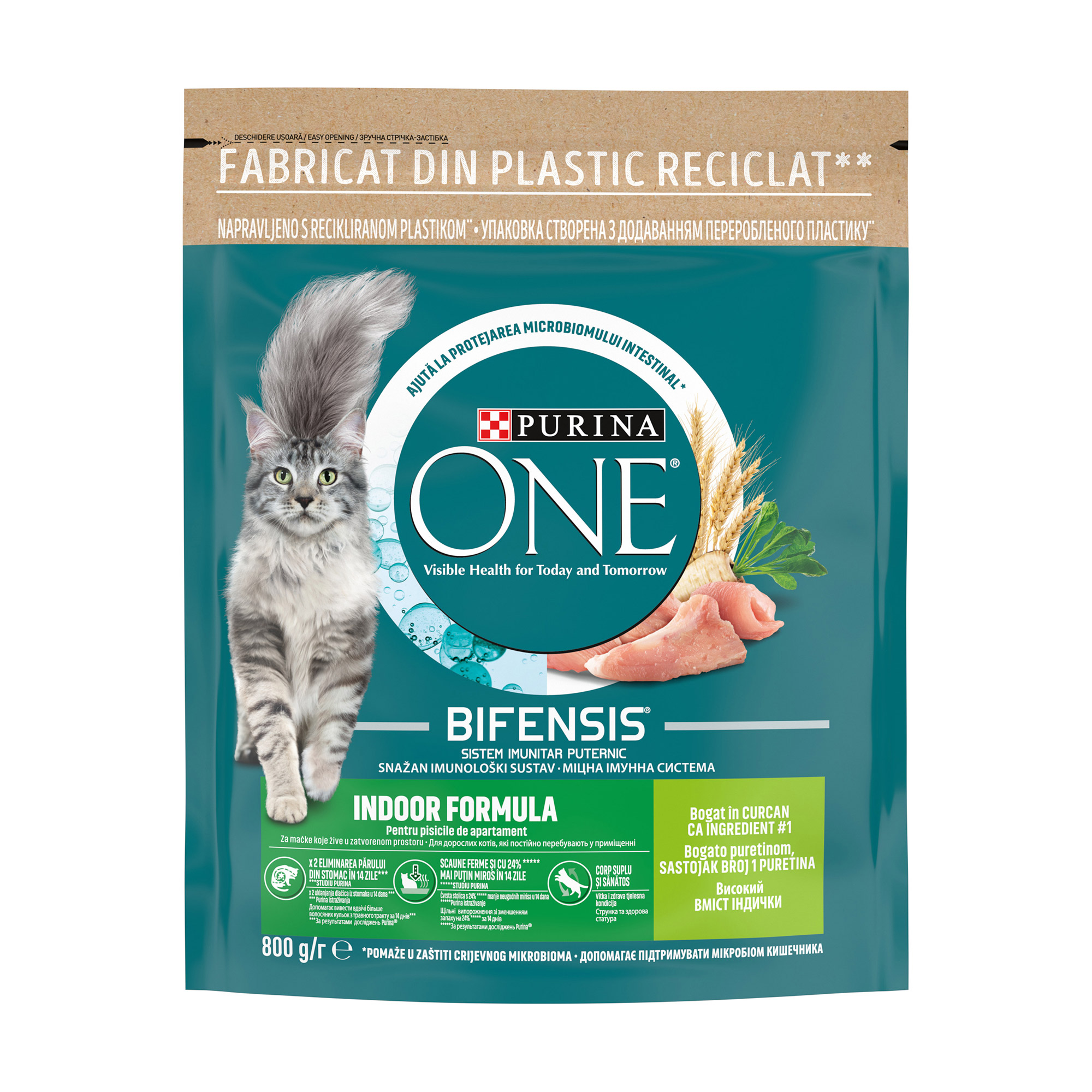 

Сухий корм для дорослих котів Purina One Indoor Formula Bifensis з індичкою, 800 г