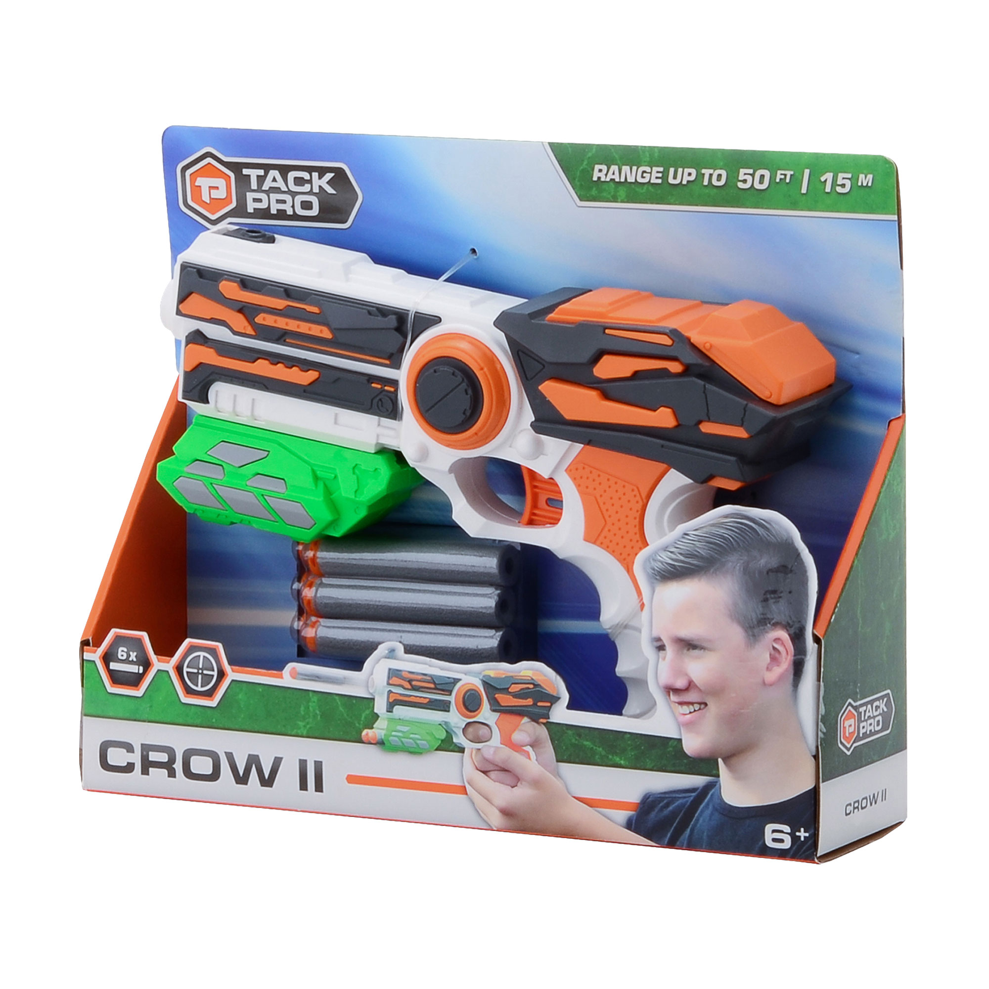 

Дитячий дартбластер Tack Pro Crow II з 6 патронами, від 6 років, 23 см (6337446)