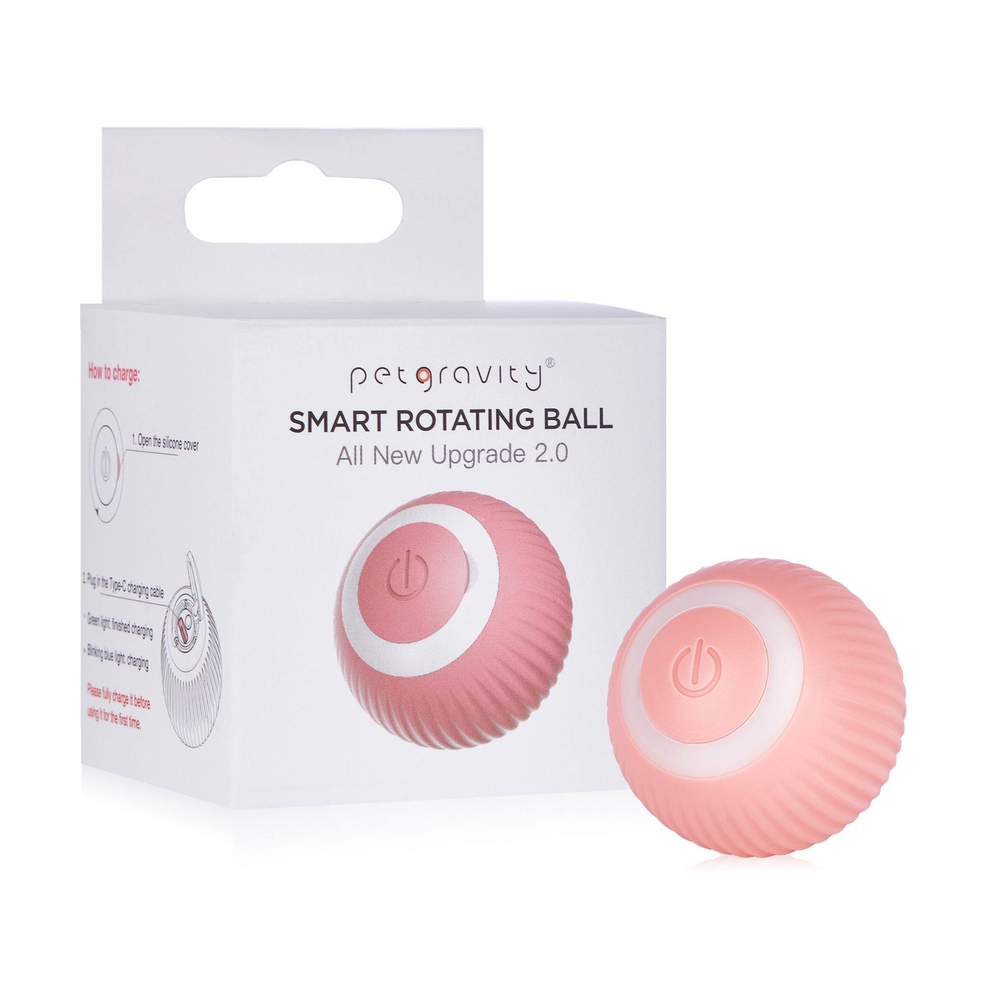 

Інтерактивний автоматичний м'ячик для тварин з USB-зарядкою та підсвічуванням, рожевий