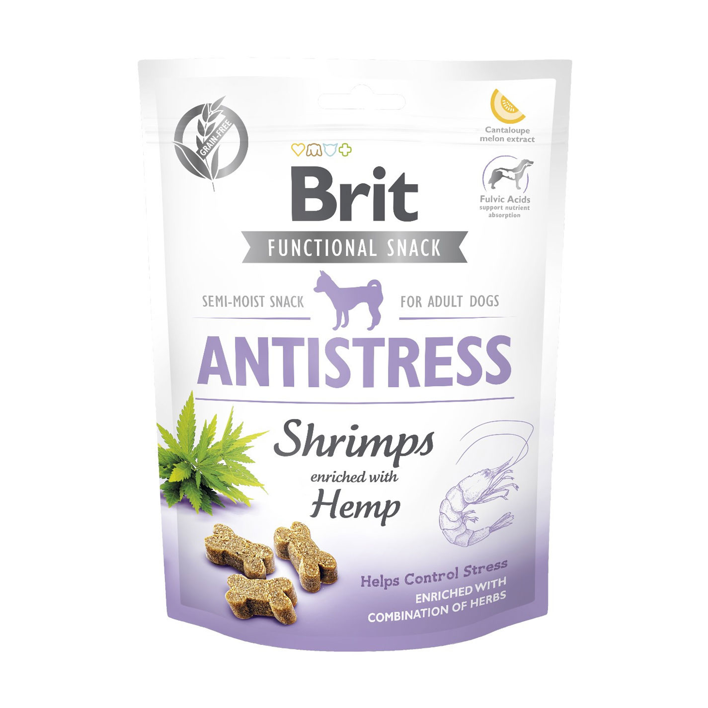 

Ласощі для дорослих собак Brit Functional Snack Antistress з креветками, 150 г