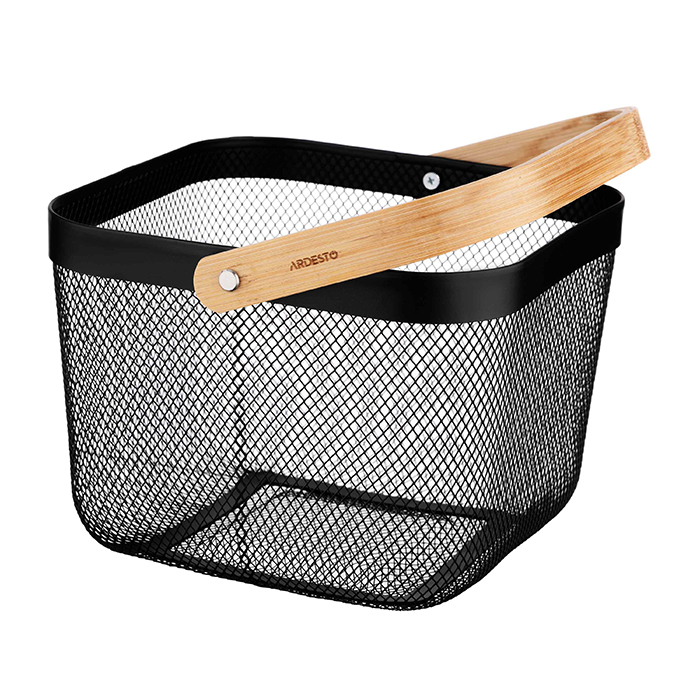 

Кошик з ручкою Ardesto Midori чорний, 25*24.5*18 см (AR0901B)