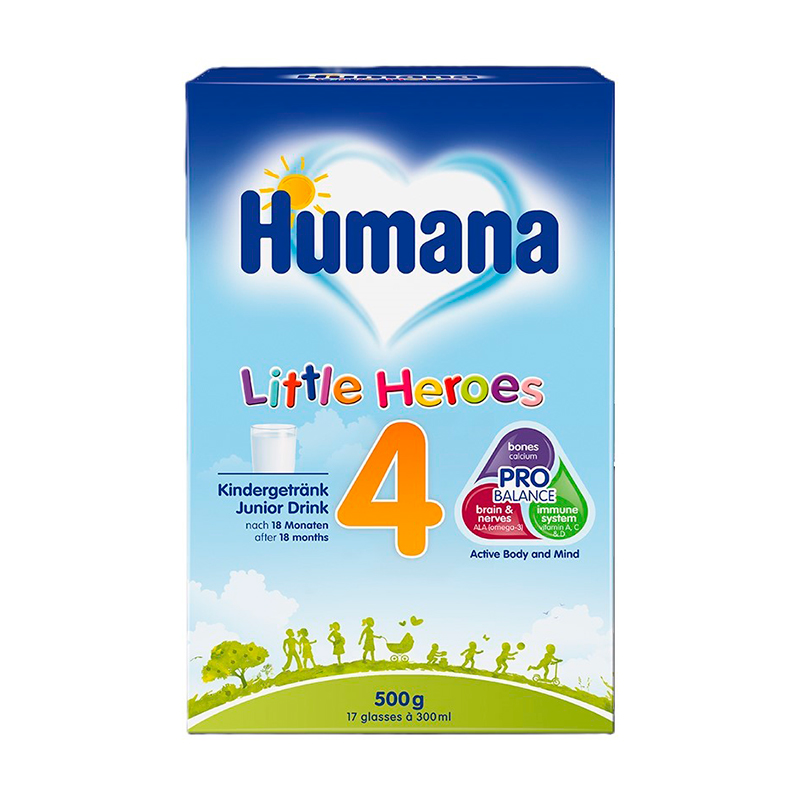 

Уцінка! Молочна суха суміш Humana 4 Little Heroes від 18 місяців, 500 г