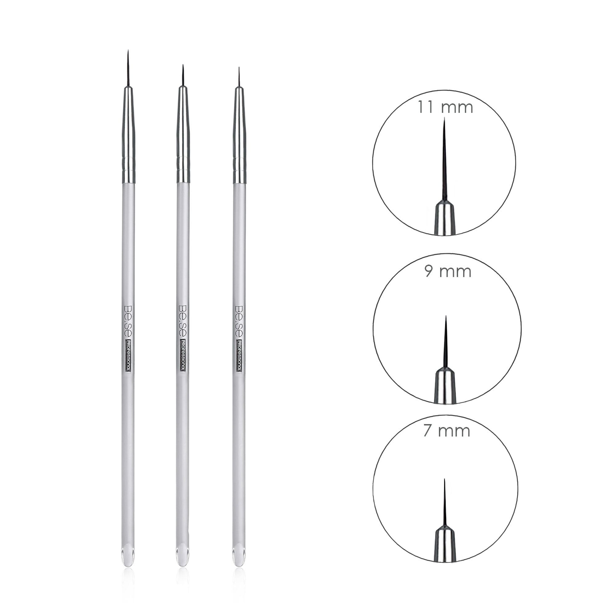 

Набір пензлів-лайнерів для дизайну нігтів Be.Se professional, 3 шт