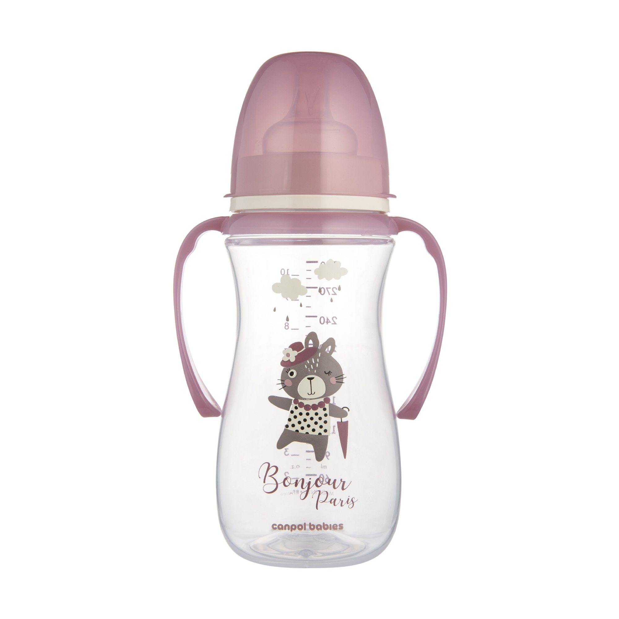 

Уцінка! Пляшечка для годування Canpol Babies Bonjour Paris з широким отвором та ручками, антиколікова, від 1 року, рожева, 300 мл (35/241_pin)