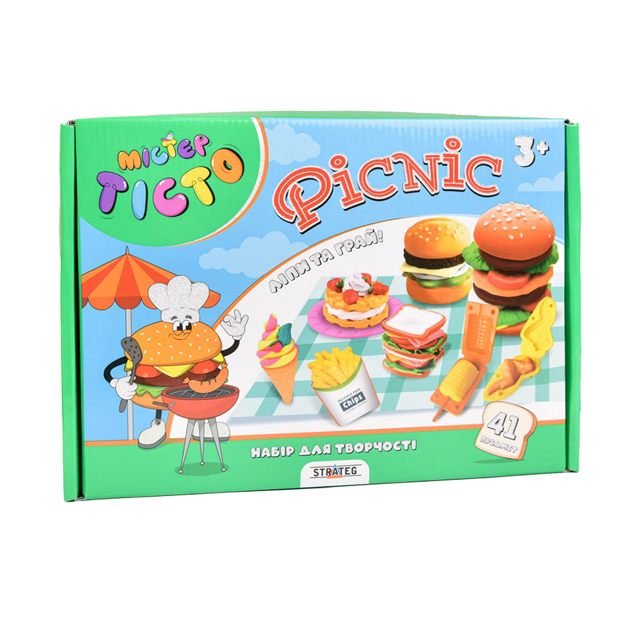 

Набір для творчості Strateg Picnic Містер тісто, 28.5*20*8 см, від 3 років, 41 елемент (41015)
