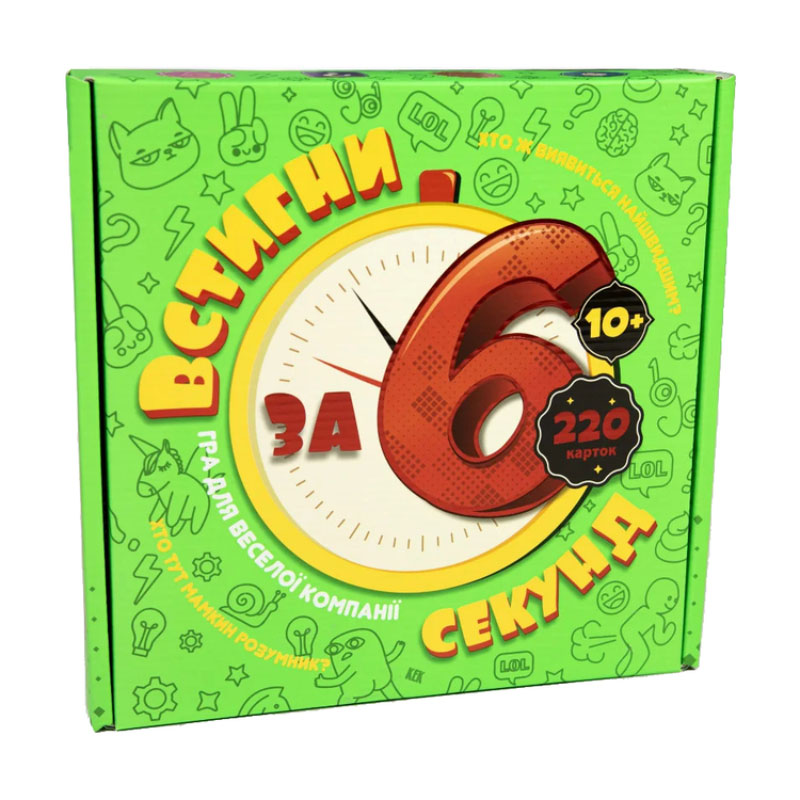 

Настільна гра Strateg Встигни за 6 секунд, розважальна, українською мовою, від 10 років, 25*24*3 см (30782)