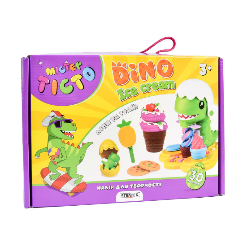 

Набір для творчості Strateg Містер тісто Dino Ice Cream, 28.5*20*8 см, від 3 років (41024)